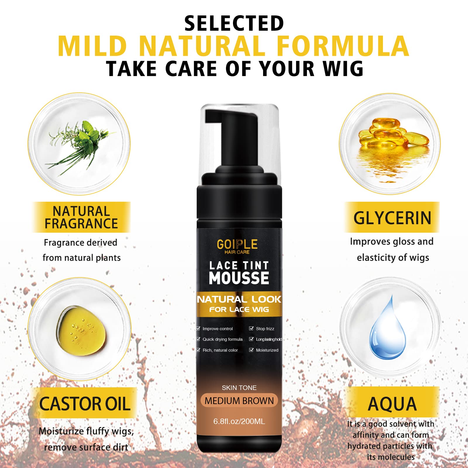 Goiple Lace Tint Mousse elastic band secures wig during tinting