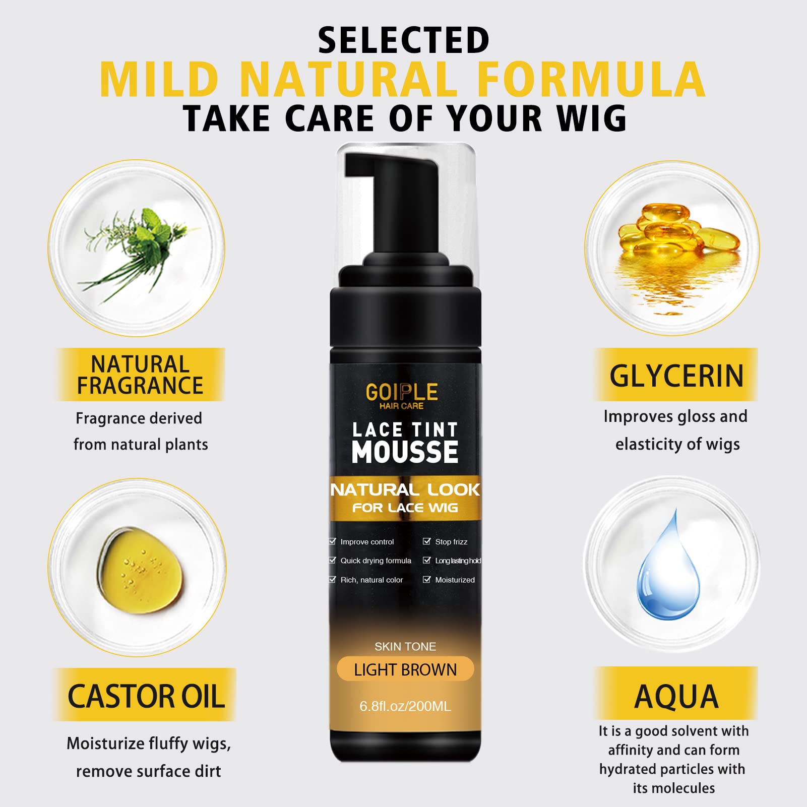 Goiple Lace Tint Mousse quick dry shows fast color development with minimal mess
