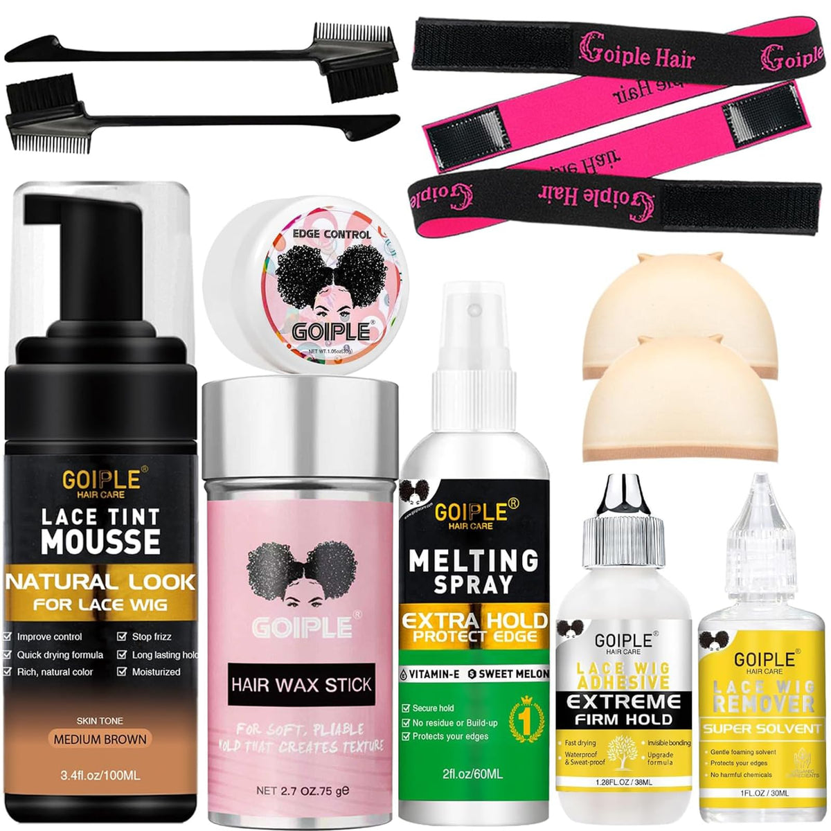 Goiple melting lace tint mousse bottle showing quick-dry formula for natural lace finish