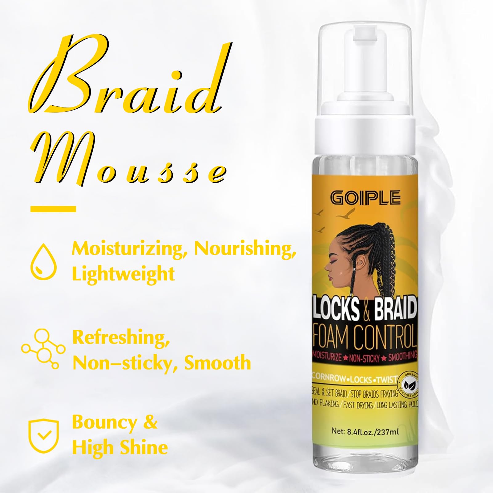 Goiple mousse para trenzas y locs con brillo definido
