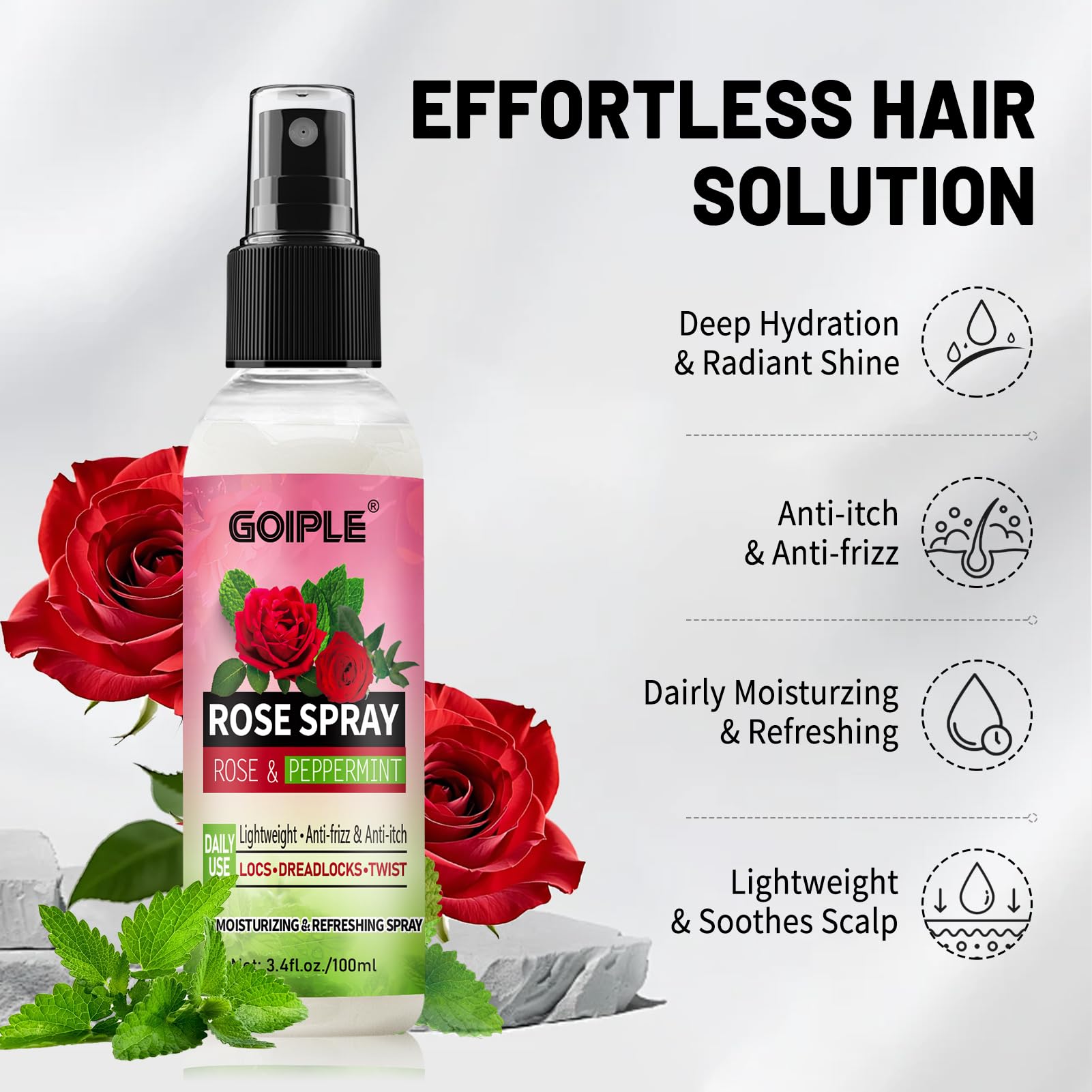 Goiple multi-purpose tool acts as curl activator and scalp massager for comfortable routines.