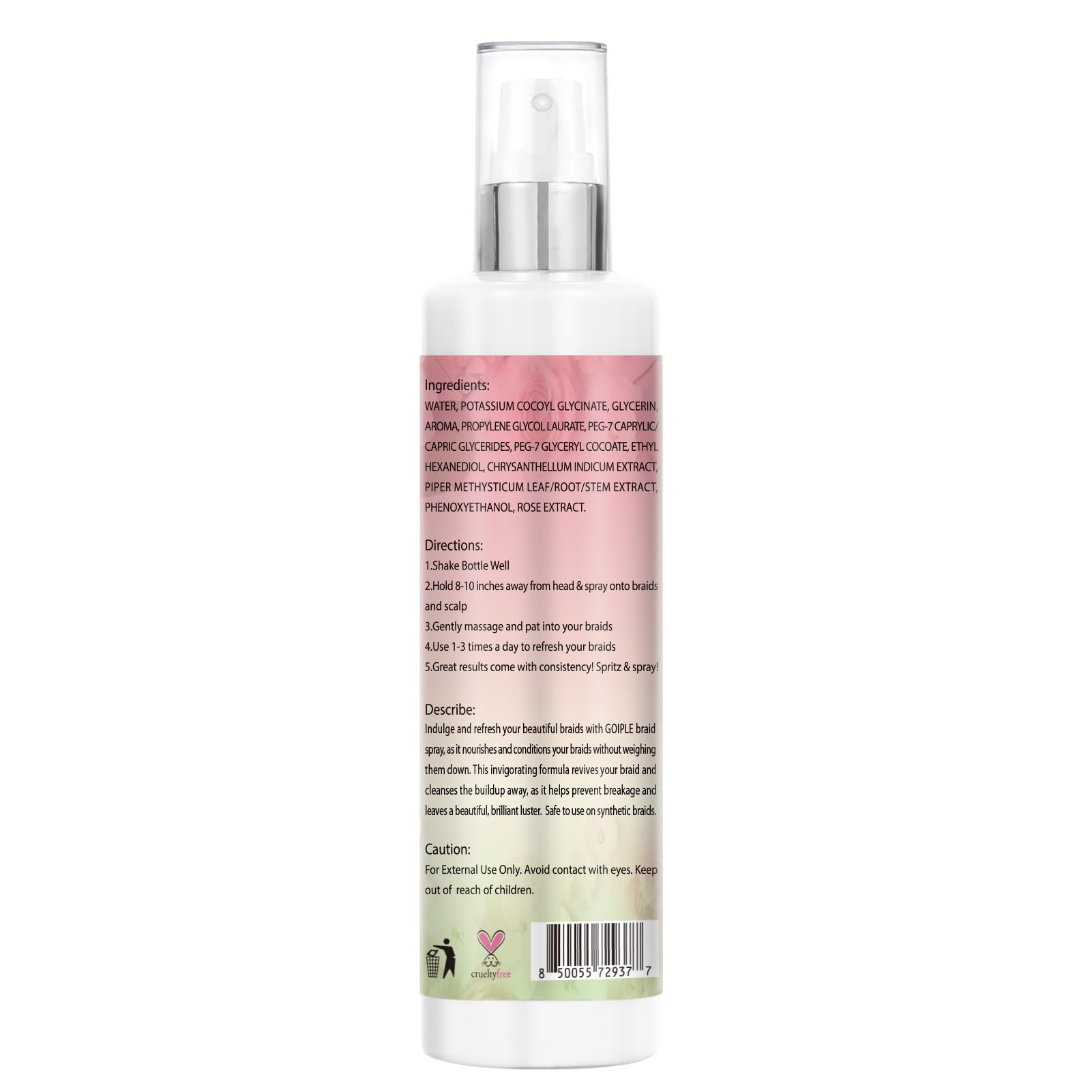 Goiple Natural ingredients focus on rosewater and mint.