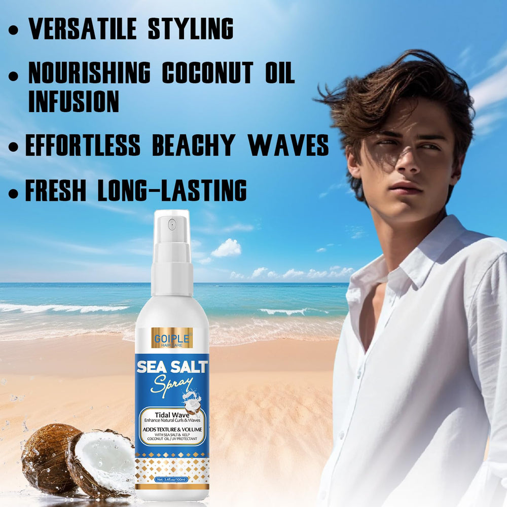 Goiple Sea Salt Spray texture close-up shows a casual, tousled look.