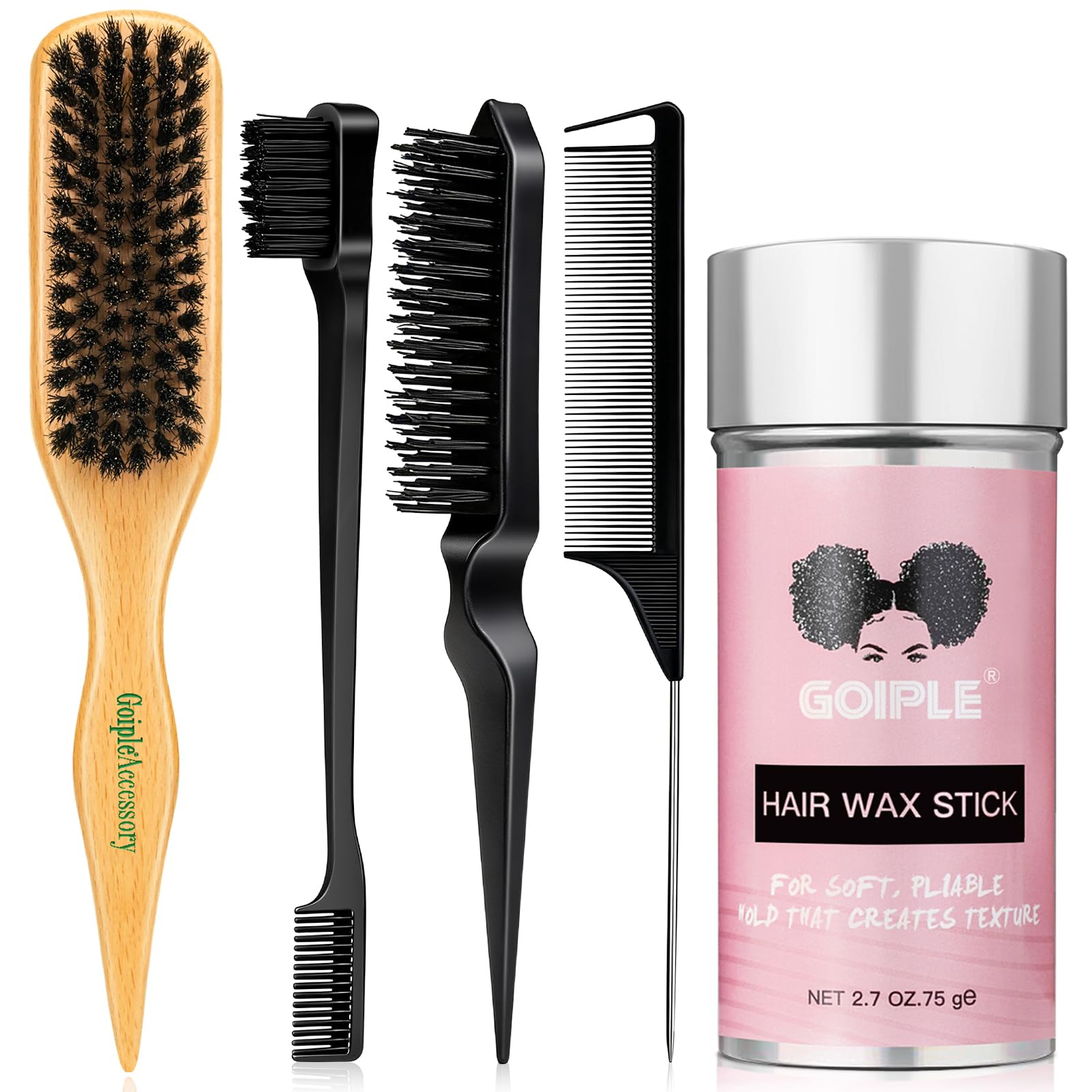 Goiple slick back brush with boar bristles for even oil distribution and smooth styling