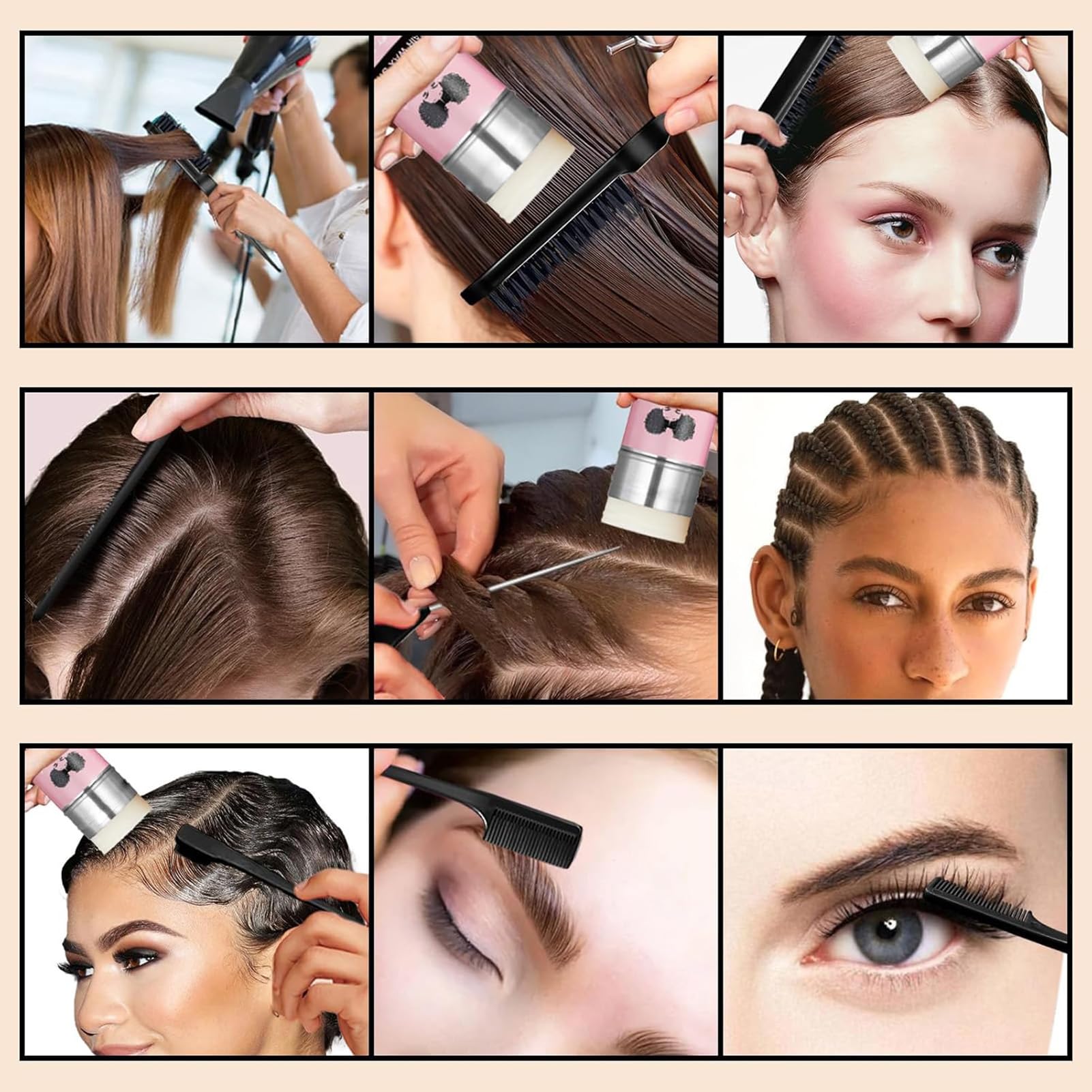Goiple styling session image showing tools ready for sleek ponytails or buns