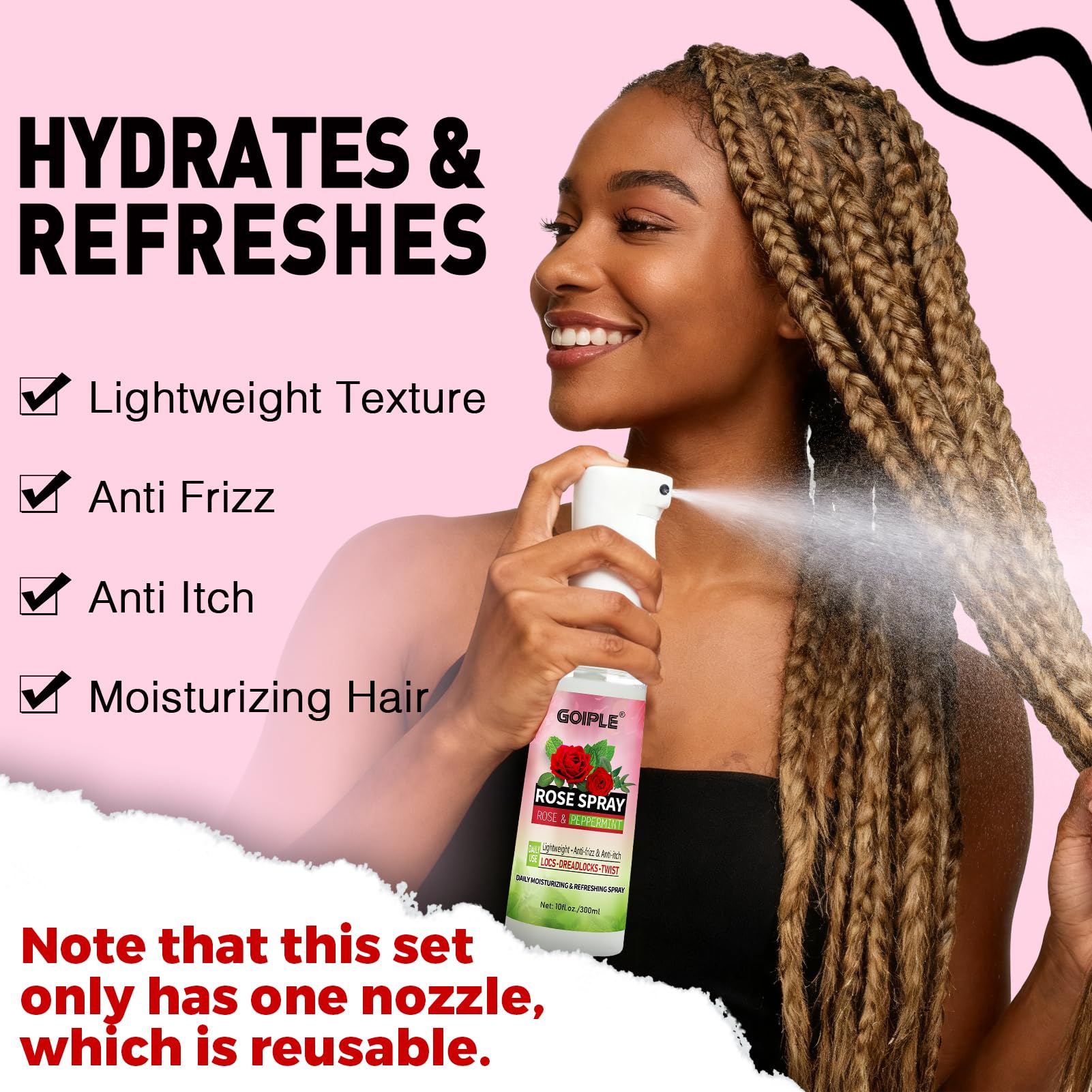 Goiple spray para locs: definición de trenzas y brillo sutil.