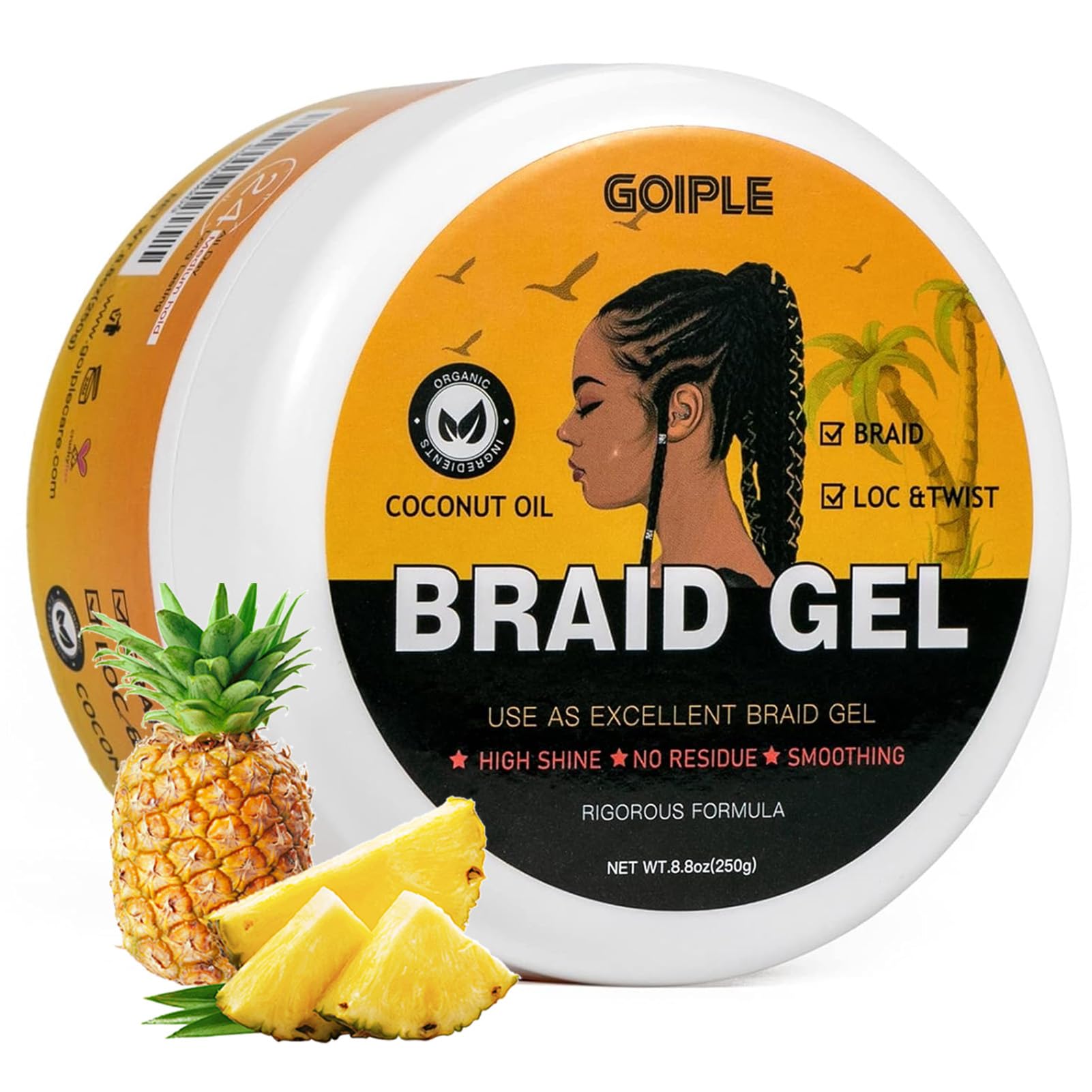Goiple strong hold braiding gel 8oz bottle for durable braids and smooth edges