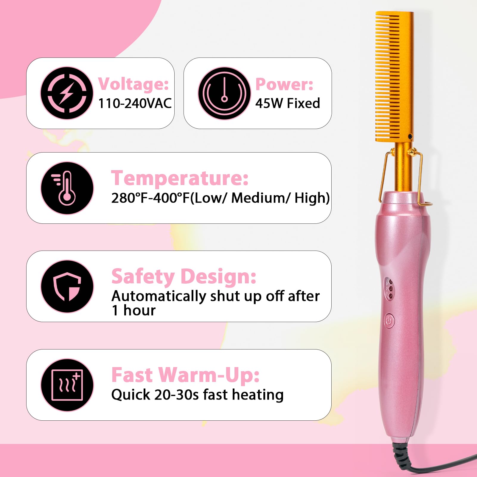 Goiple temperature control panel with adjustable heat for various hair types