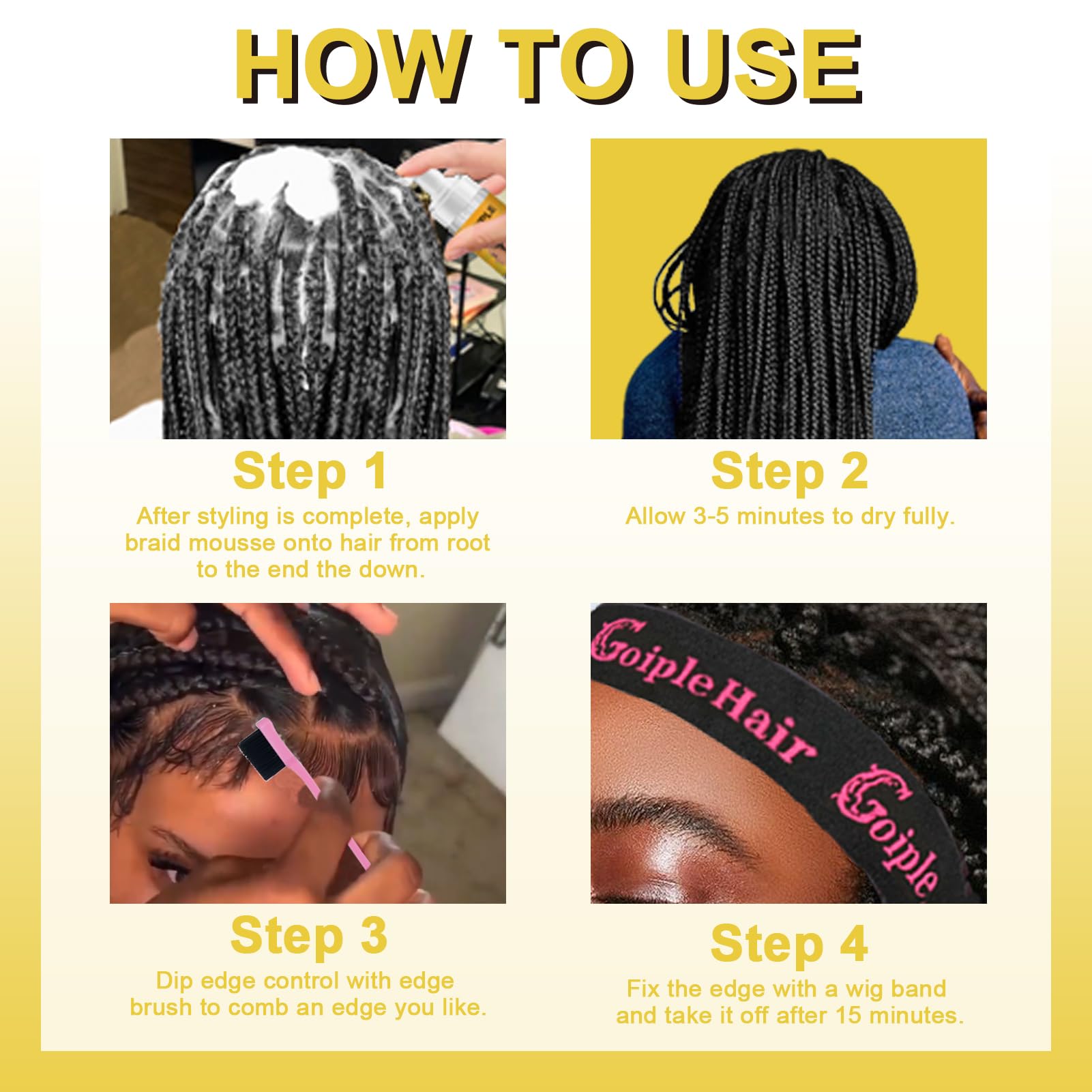 Goiple trenzas brillantes, control de frizz y brillo natural