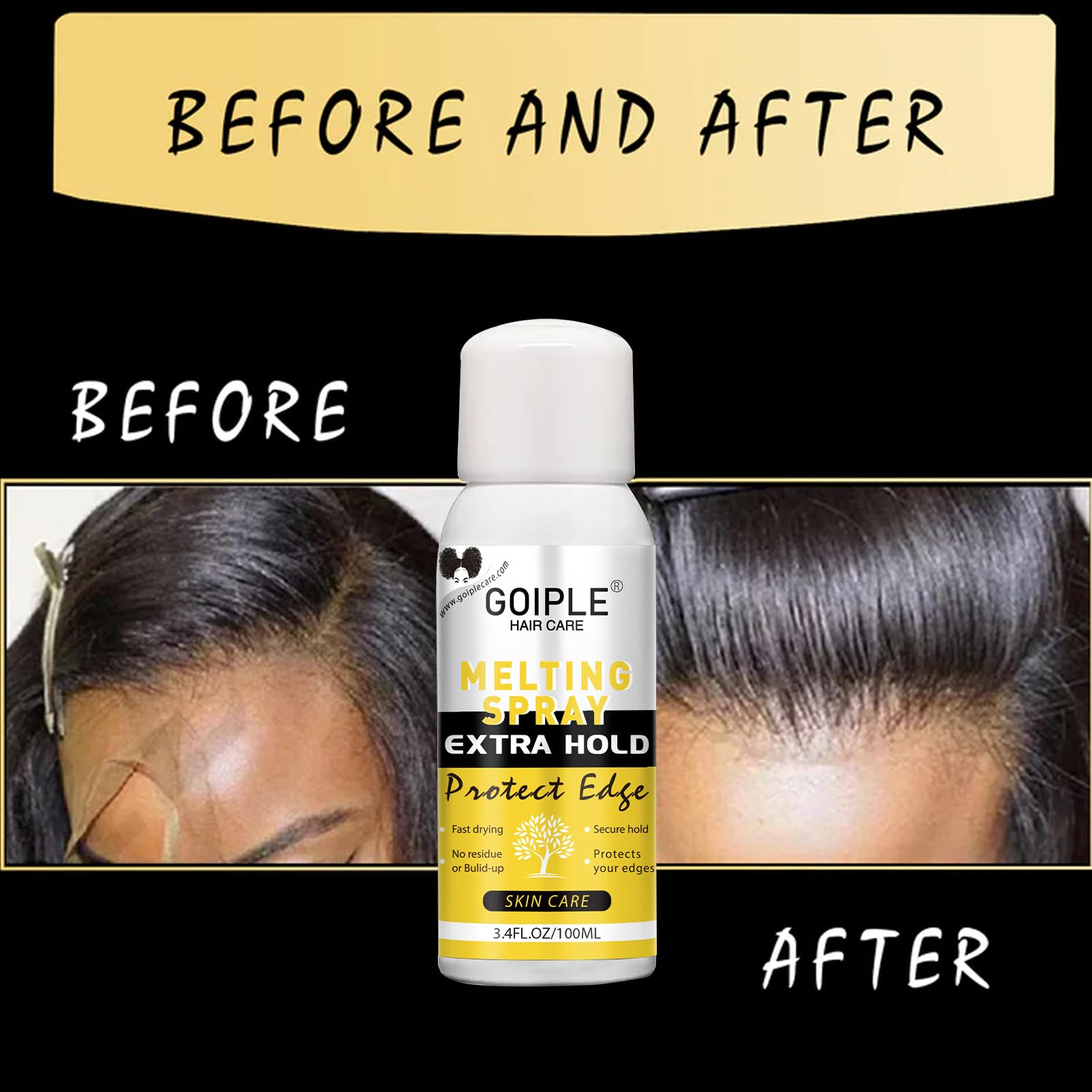 Goiple waterproof-oil-resistant-wig-adhesive remains secure when sweating or moisture.
