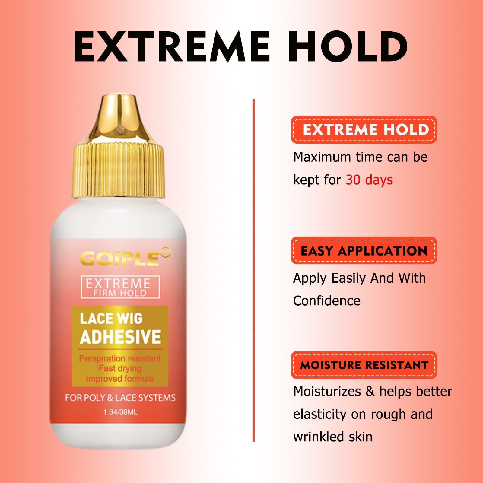 Goiple waterproof wig glue demonstrates strong hold on oily scalp.