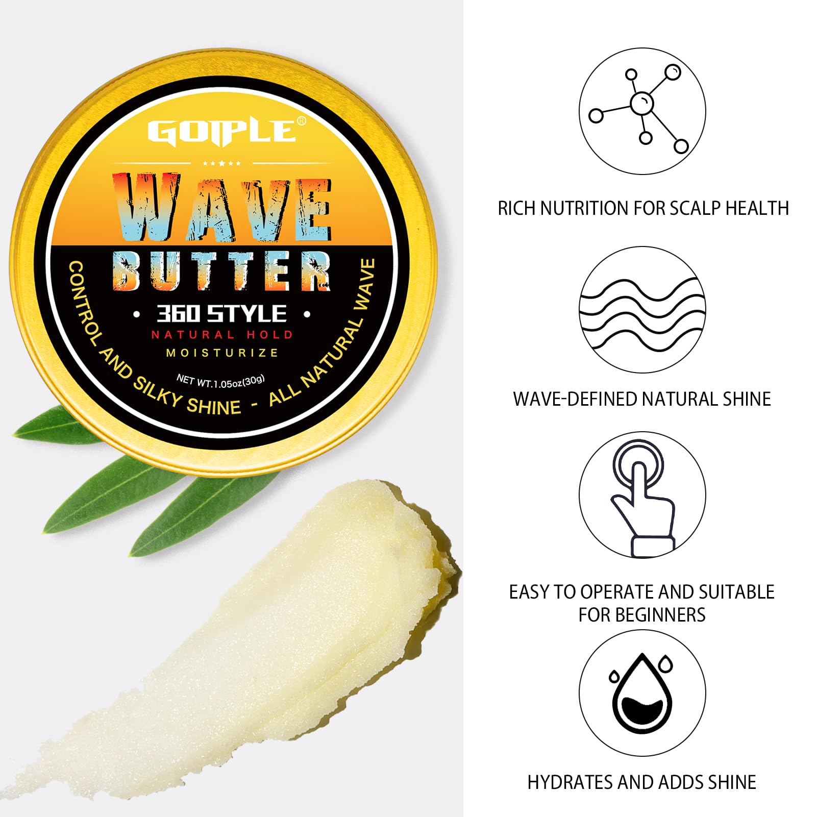 Goiple Wave Pomade, definición de ondas 360 para un peinado duradero.
