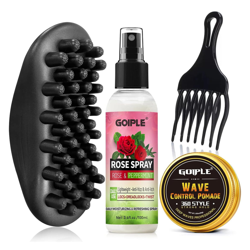 Goiple Wave Pomade Twist Sponge Brush showing curl definition for 4C hair, in-use.