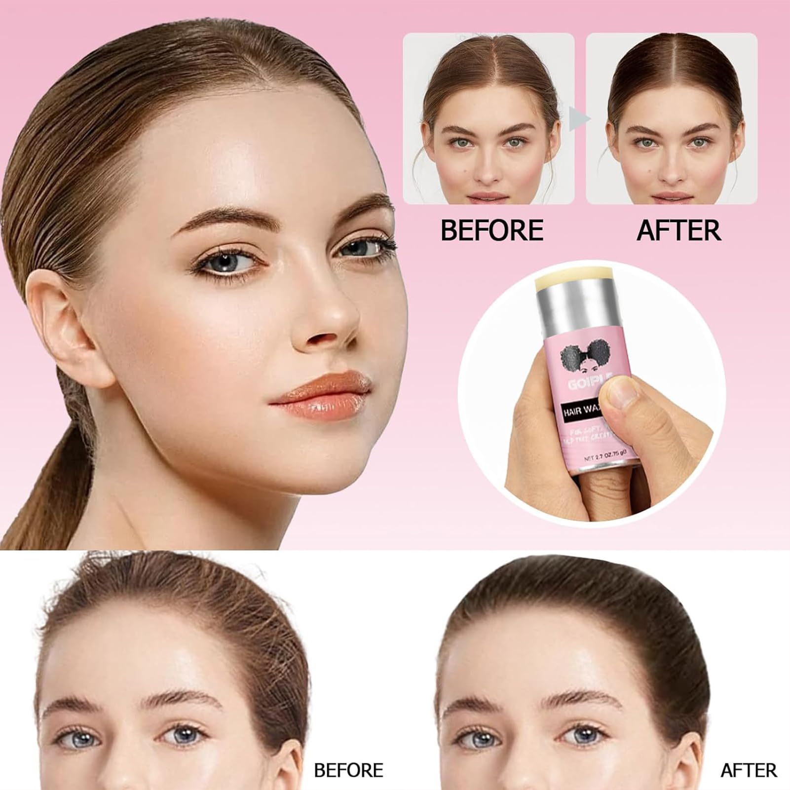 Goiple Wax Stick works on all hair types for a natural look.