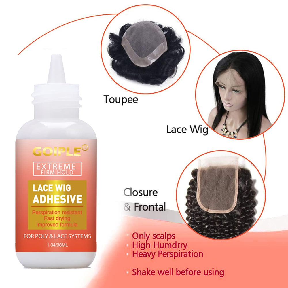 Goiple wig glue set dries quickly for efficient styling sessions.