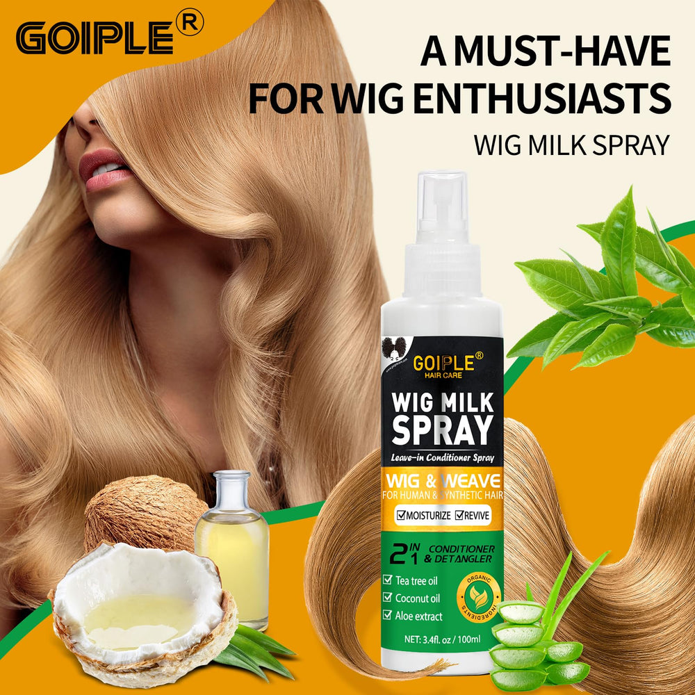 Goiple Wig Milk Spray uso diario sin enjuague para cuidado rápido.