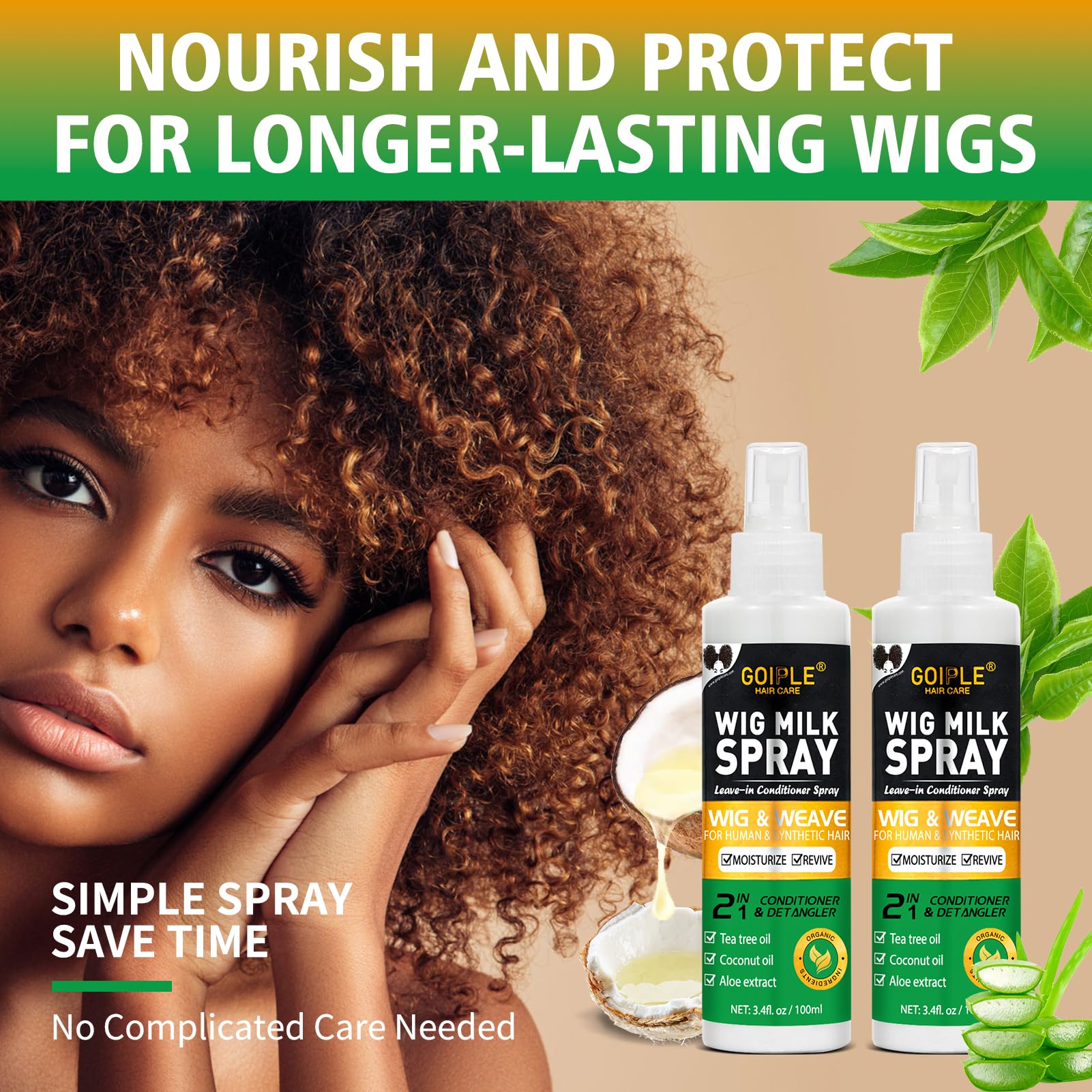 Goiple Wig Milk Spray facilita el peinado diario sin dañar fibras.