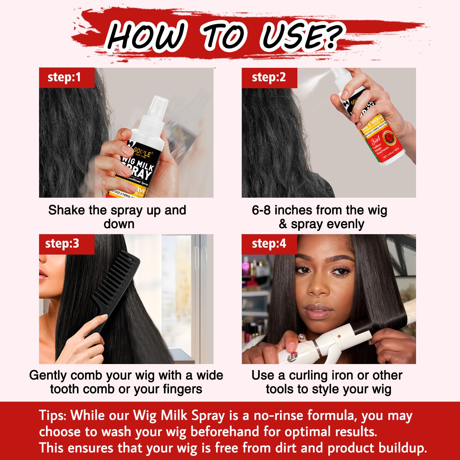 Goiple Wig Milk Spray: cuidado sin enjuague para uso diario