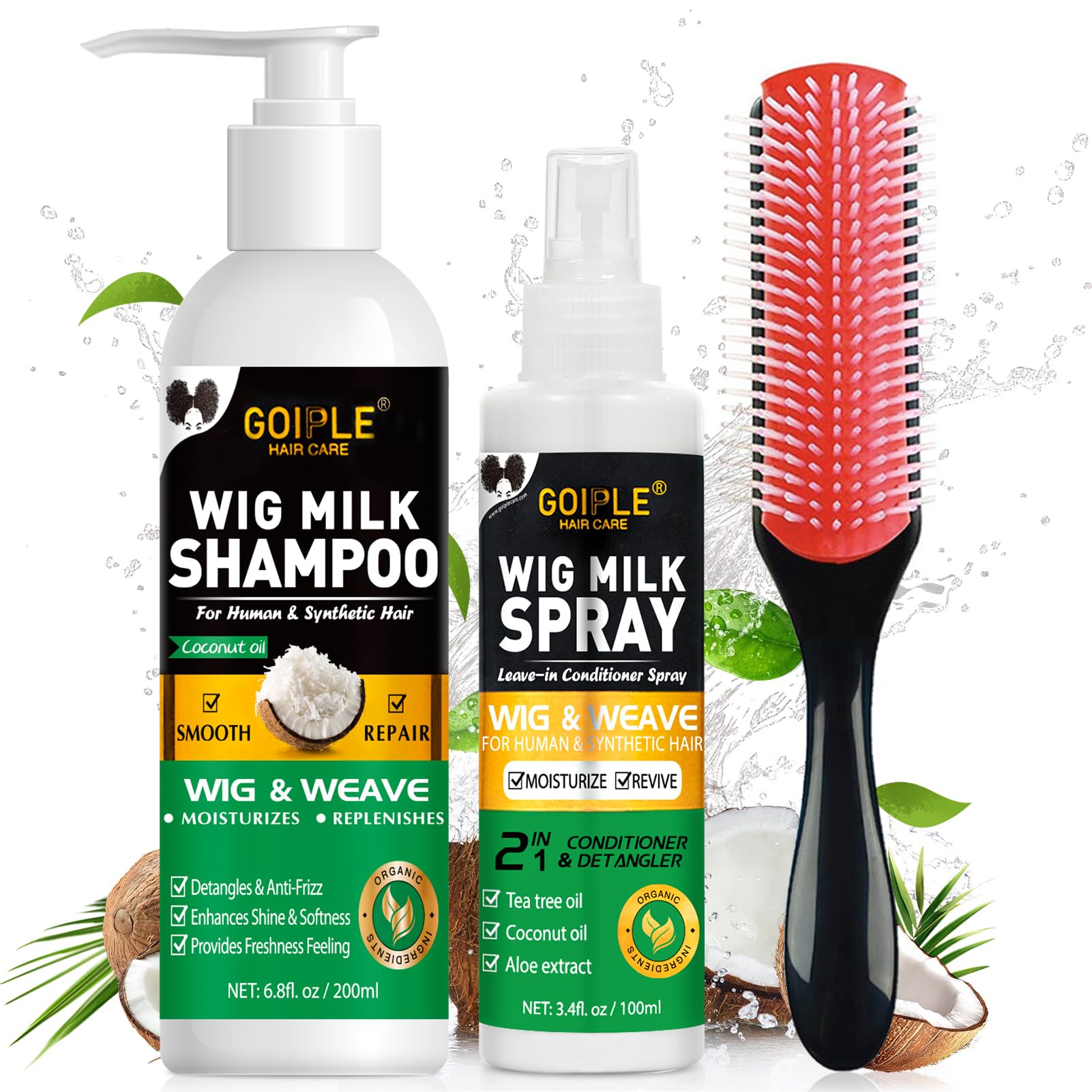 Goiple Wig Shampoo para pelucas sintéticas, limpieza suave y sin dañar fibras.