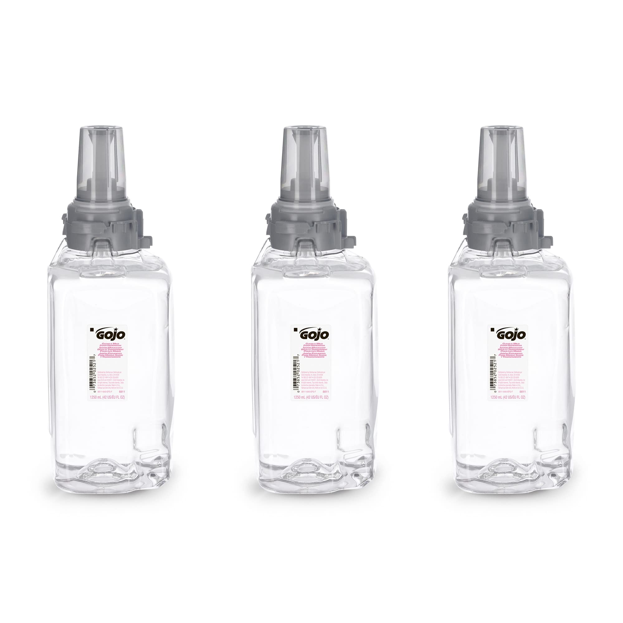 GOJO ADX-12 refill bottle showing fragrance-free formula suitable for sensitive skin