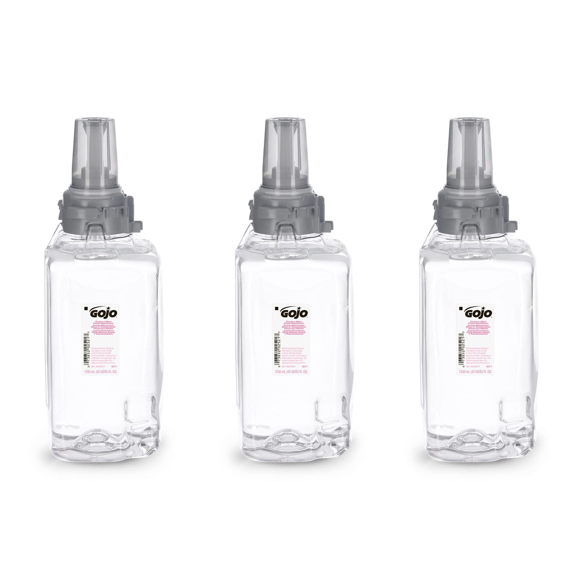GOJO ADX-12 refill bottle showing fragrance-free formula suitable for sensitive skin