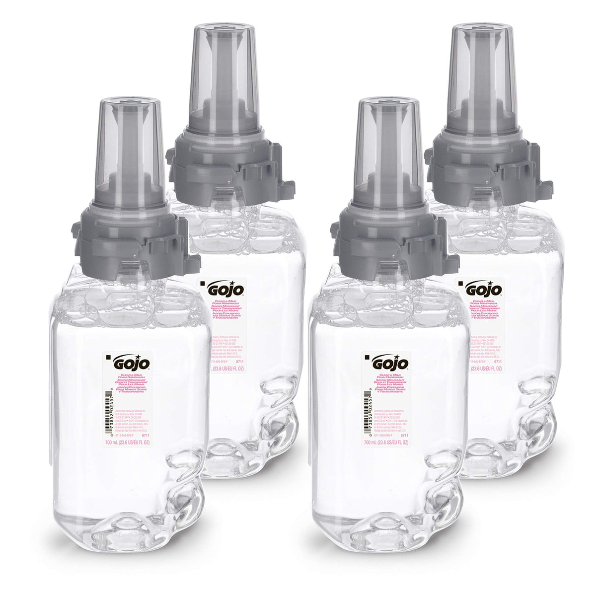 GOJO Clear & Mild refill bottle showing convenient, hygienic refills