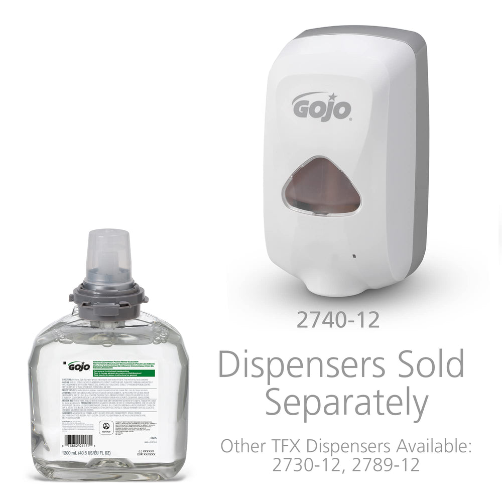Close-up of GOJO fragrance-free foam hand cleaner showing luxurious foam texture
