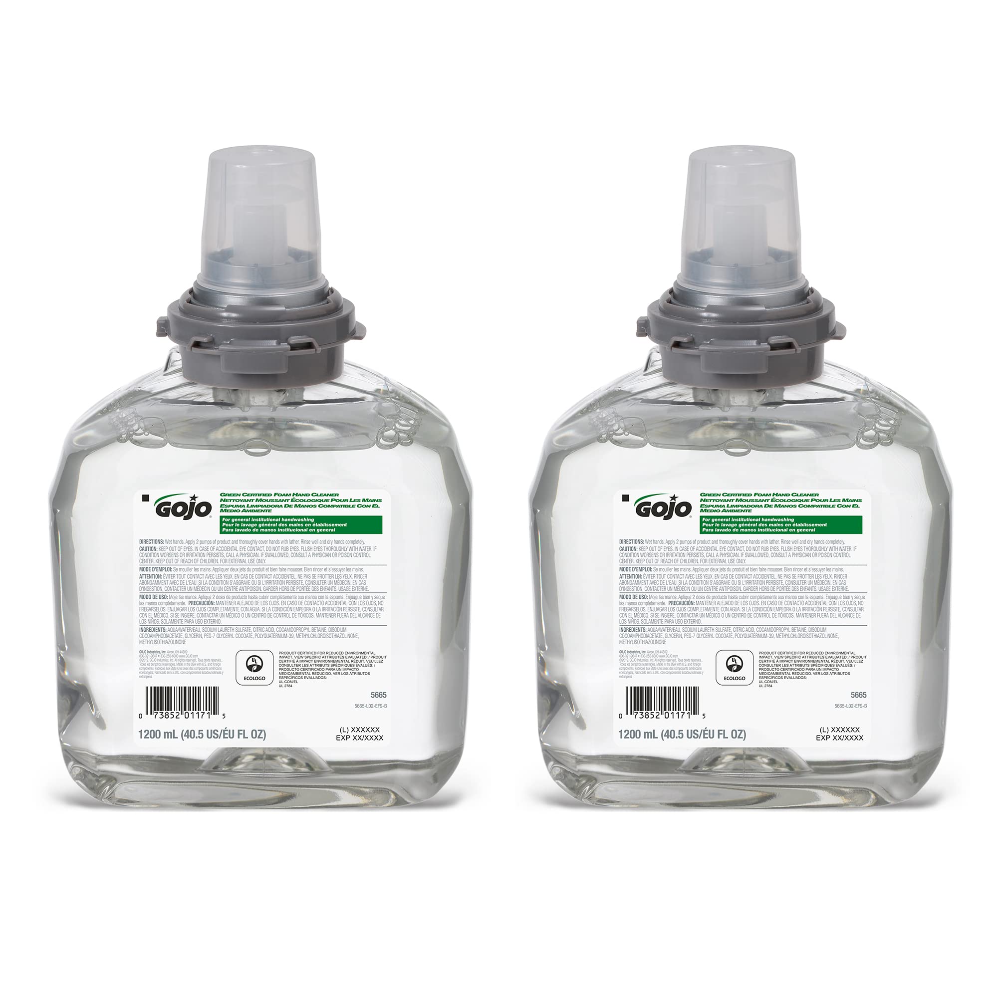 GOJO Green Certified foam hand cleaner refill 1200 mL for TFX, ready for use in busy facilities