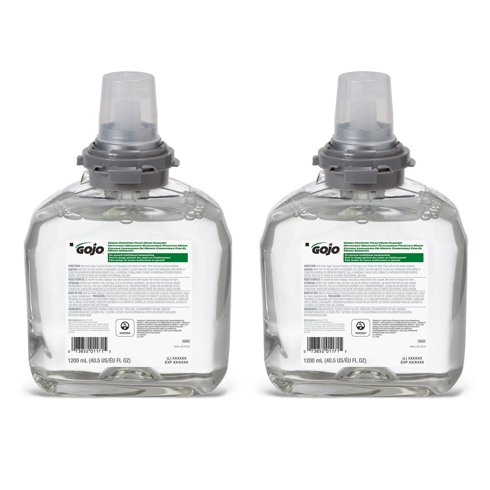 GOJO Green Certified foam hand cleaner refill 1200 mL for TFX, ready for use in busy facilities