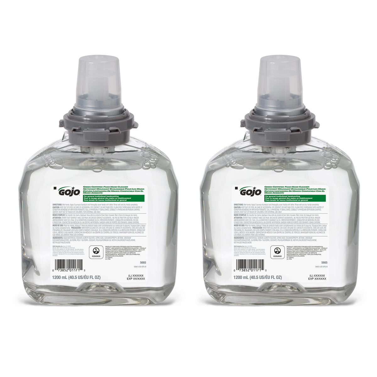 GOJO Green Certified foam hand cleaner refill 1200 mL for TFX, ready for use in busy facilities