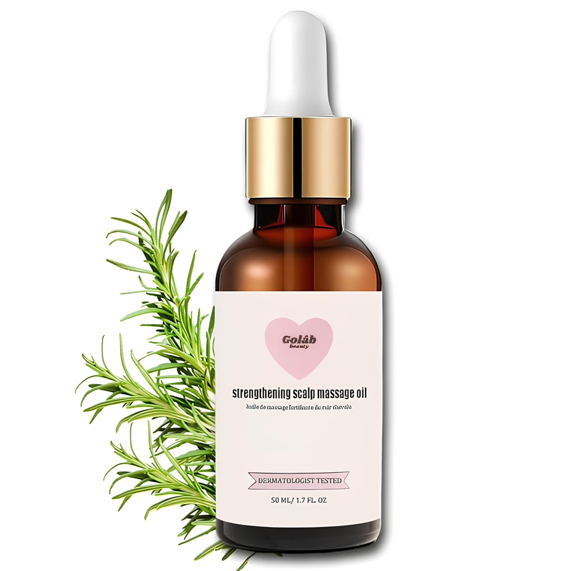 Golab Beauty packaging featuring vegan, organic rosemary scalp treatment.