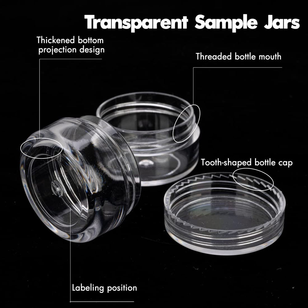 GOLACKY 50-count clear jars with labels for organized travel storage