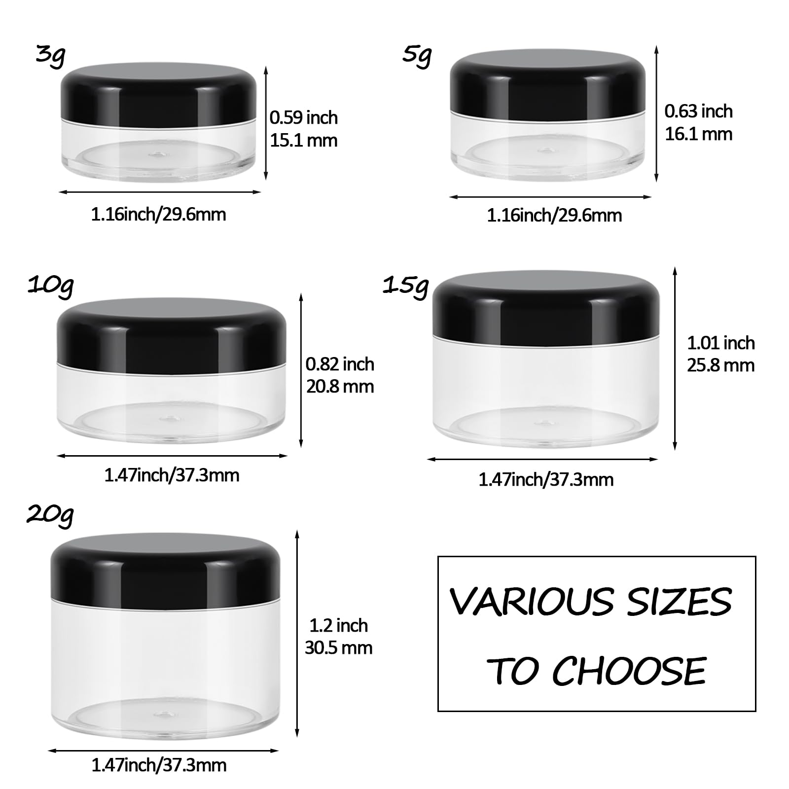 GOLACKY 10g jar demonstrating transparent body for easy content checks.
