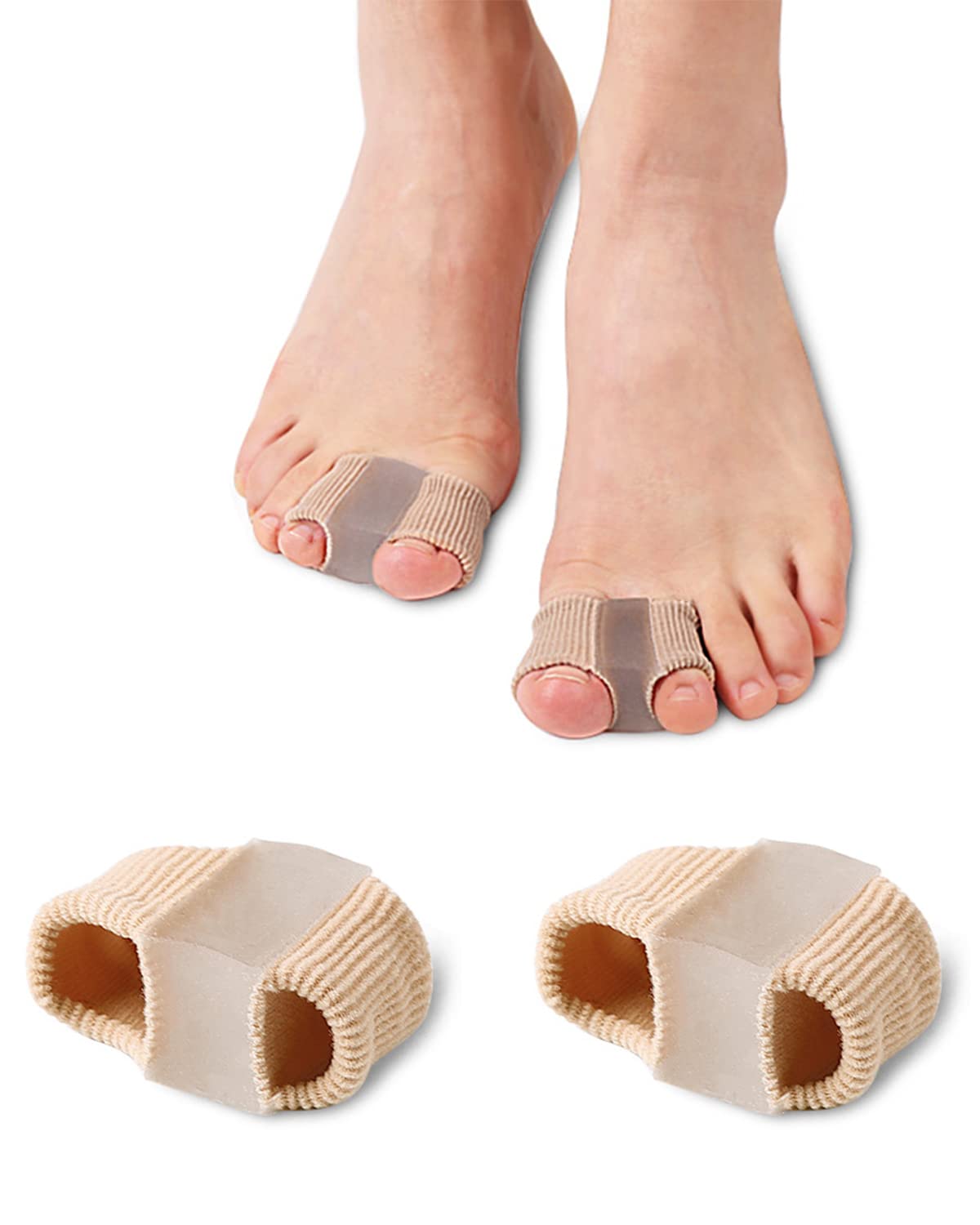 Golbylicc bunion toe separators 2pc in use, reducing toe rubbing for comfortable wear.