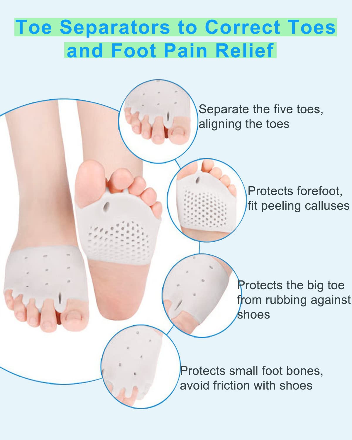 Golbylicc metatarsal-gel-pads cushion the forefoot and ease pressure.