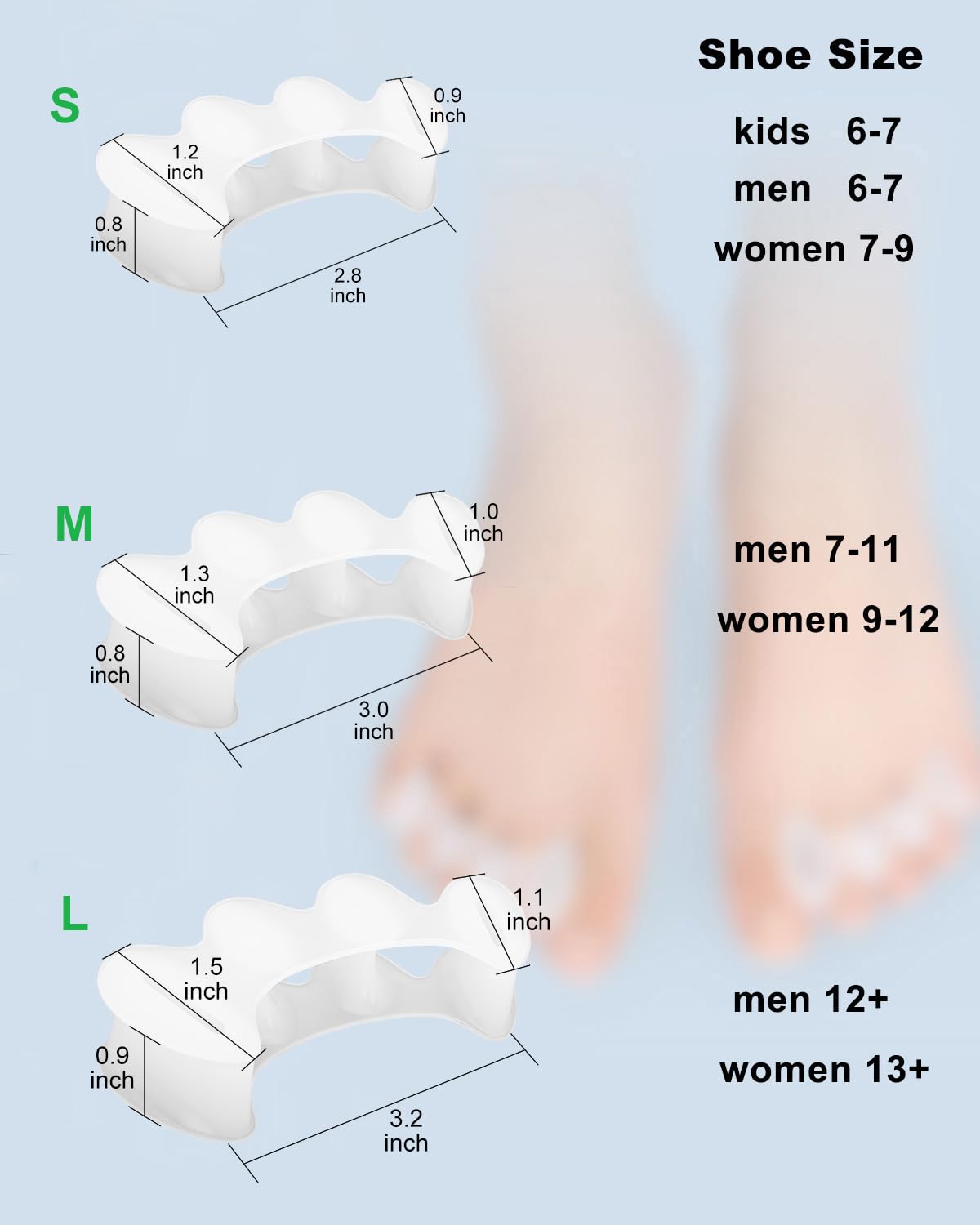 Golbylicc soft silicone toe spacers ready for all day wear
