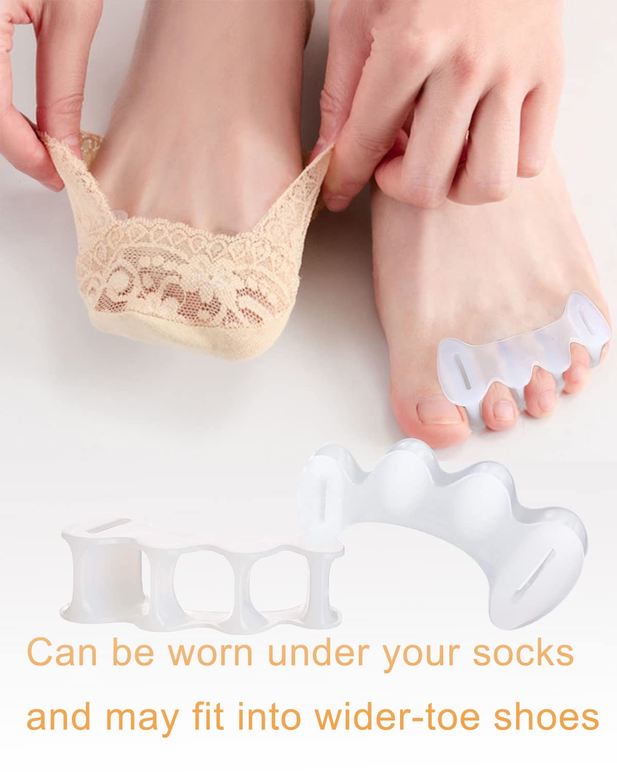 Golbylicc toe spacers being washed to show easy cleaning and durability