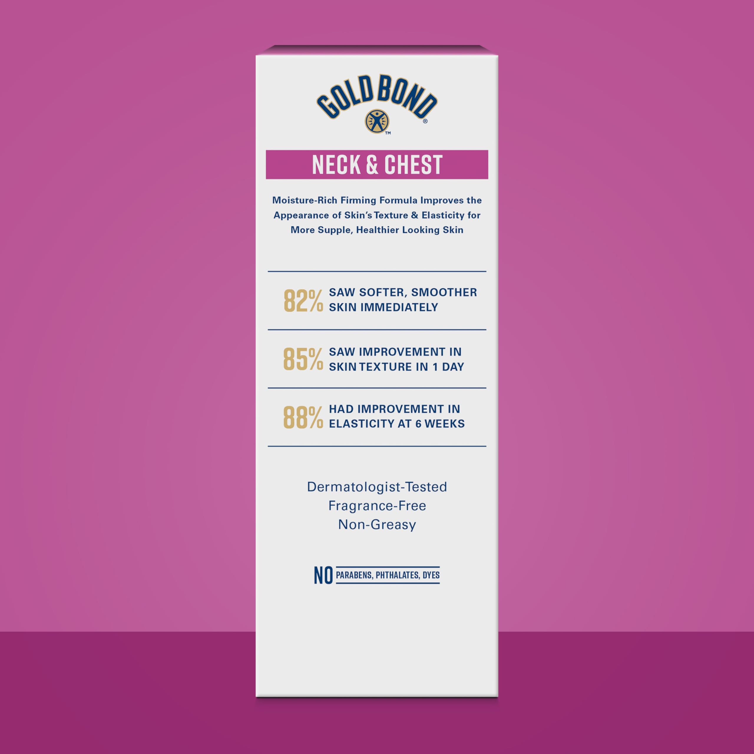 Aplicacion de crema Gold Bond Age Renew en manos para distribuir en cuello y pecho