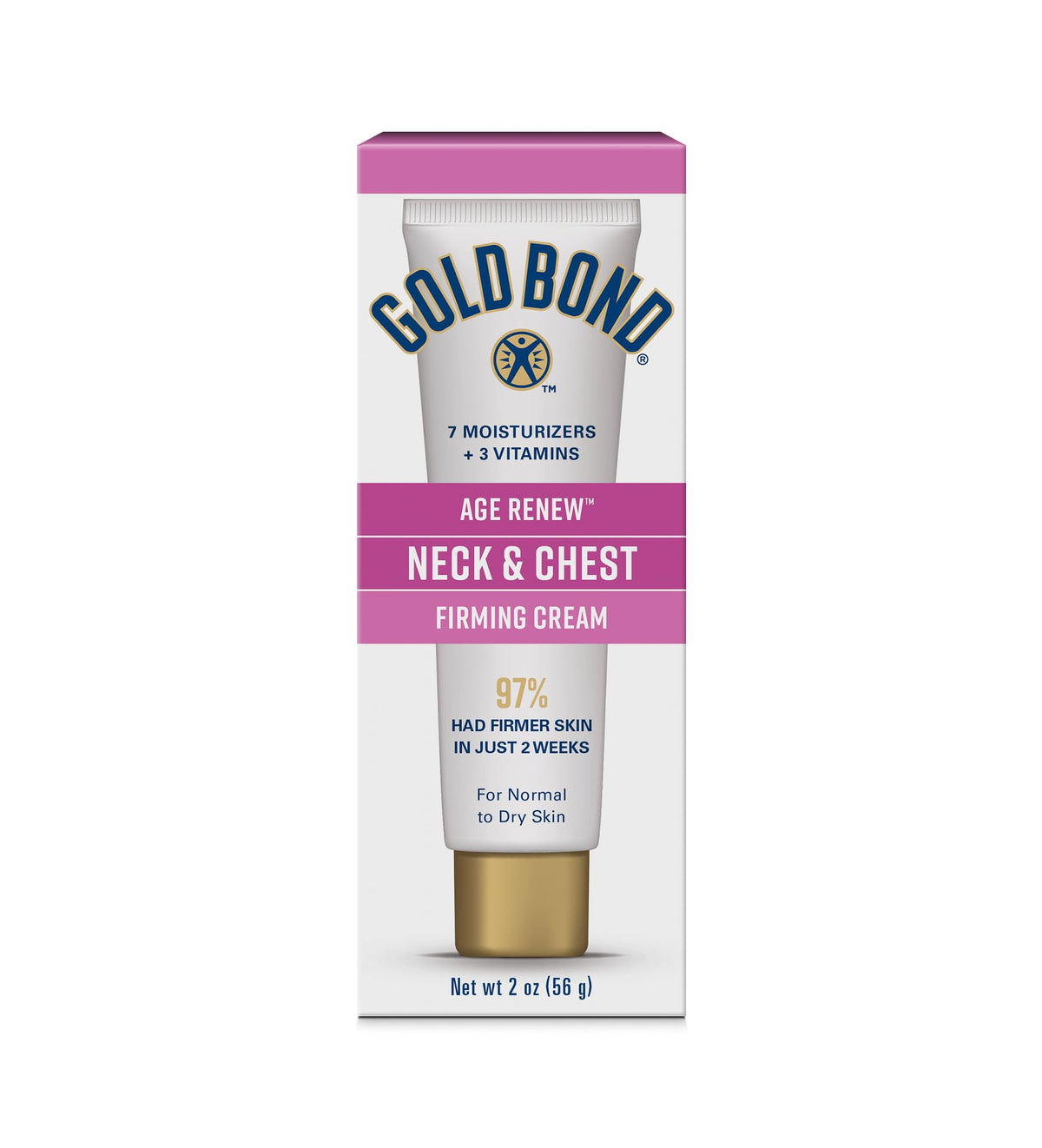 Gold Bond Age Renew crema cuello-pecho en tubo, hidratación suave de 2 oz