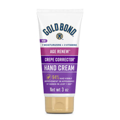 Gold Bond Age Renew Crepe Corrector Hand Cream smooths hand texture for softer hands.