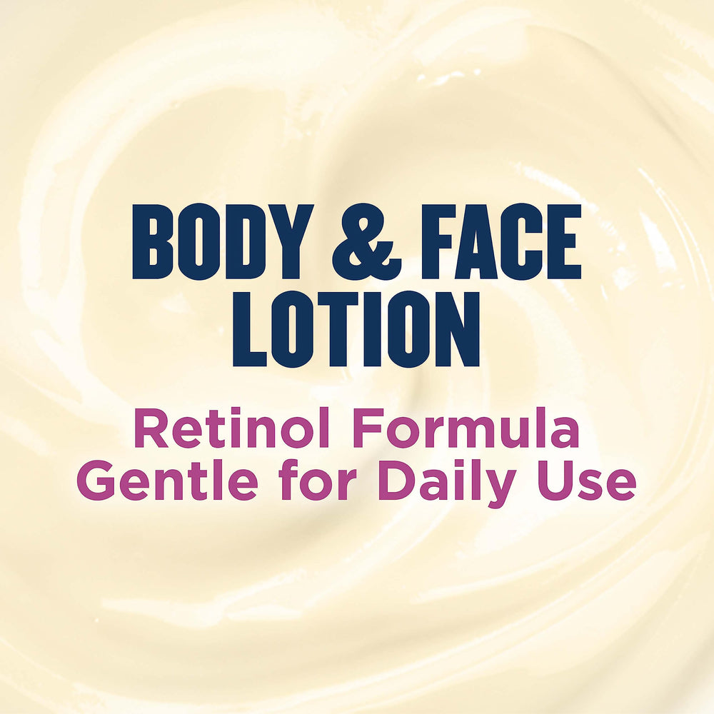 Rutina diaria con Gold Bond Age Renew Retinol Overnight para rostro y cuerpo.