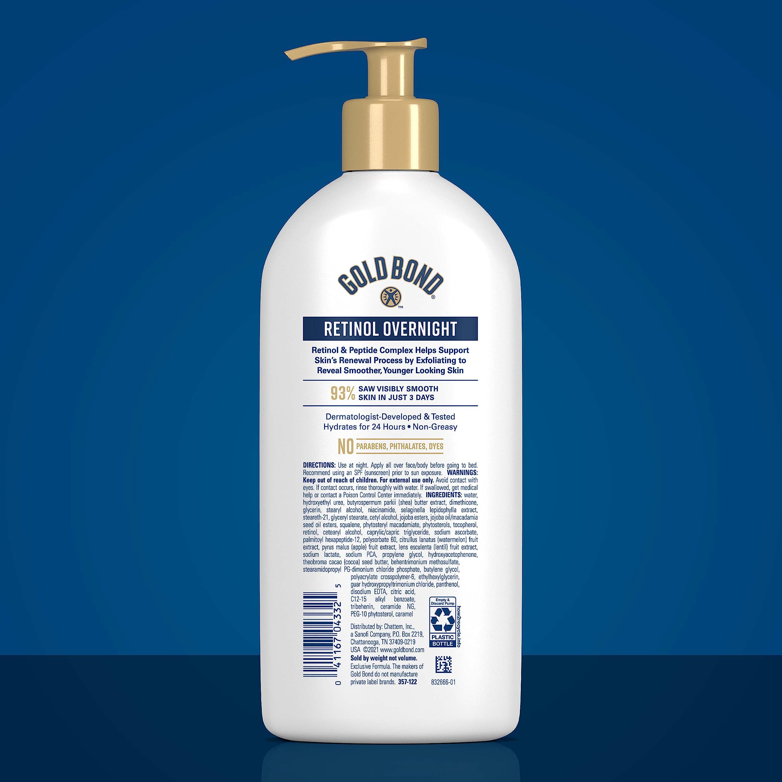 Textura cremosa de Gold Bond Age Renew Retinol Overnight, se absorbe rápidamente.