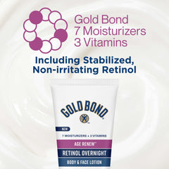 Gold Bond Age Renew Retinol Overnight, textura cremosa de la loción para rostro y cuerpo