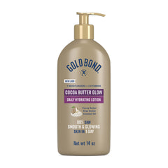 Gold Bond Cocoa Butter Glow lotion pump ready for daily hydration and easy application.