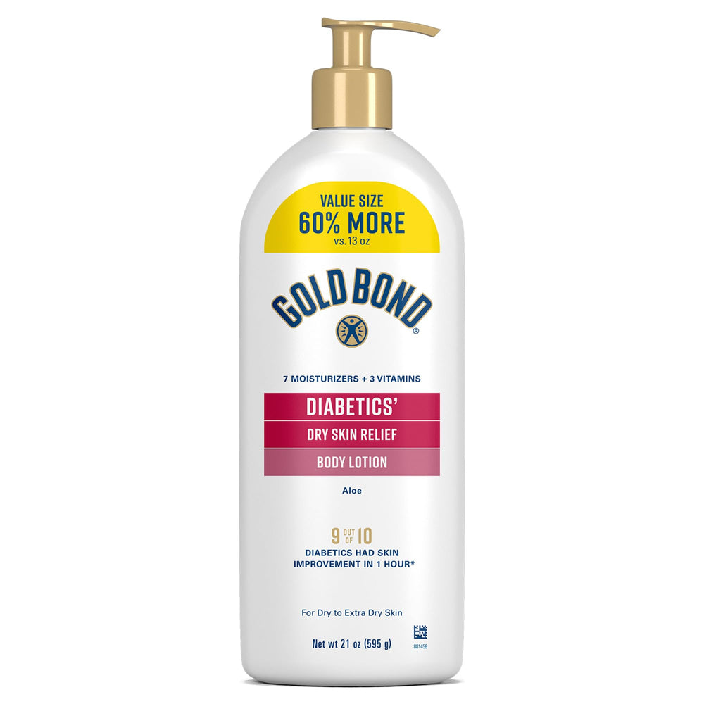 Gold Bond Diabetic Lotion, bote de 21 oz, hidratación diaria para piel seca.
