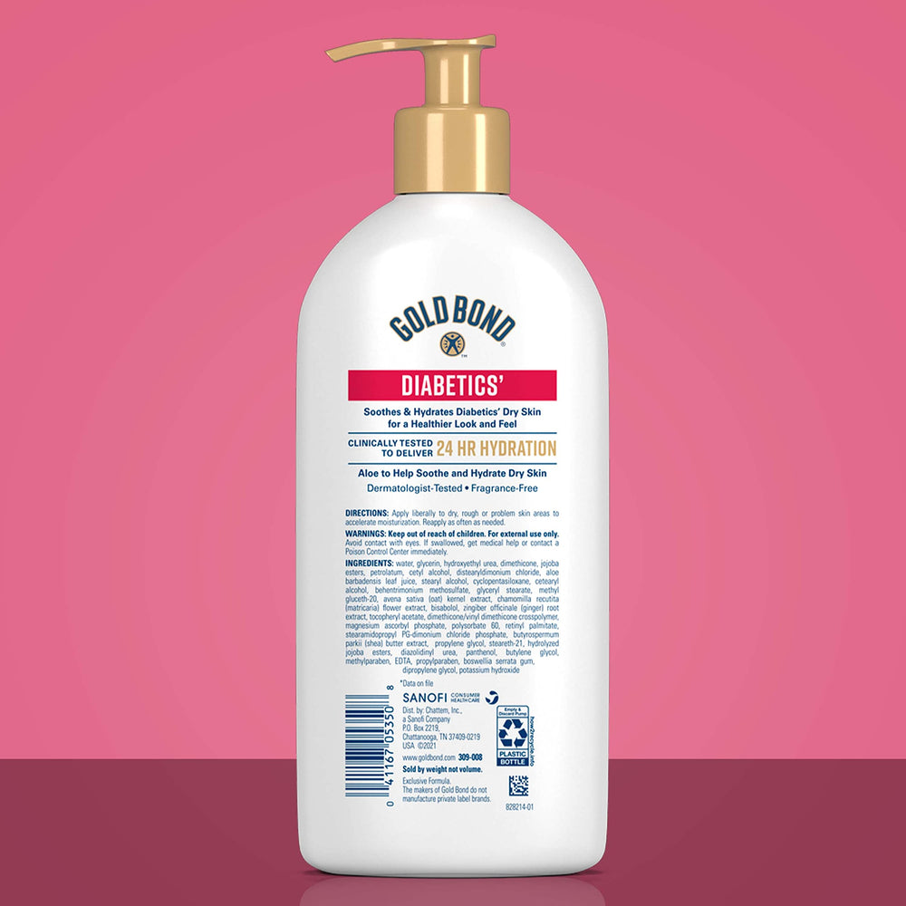 Gold Bond Diabetics' Dry Skin Relief textura cremosa y absorción rápida para uso diario.