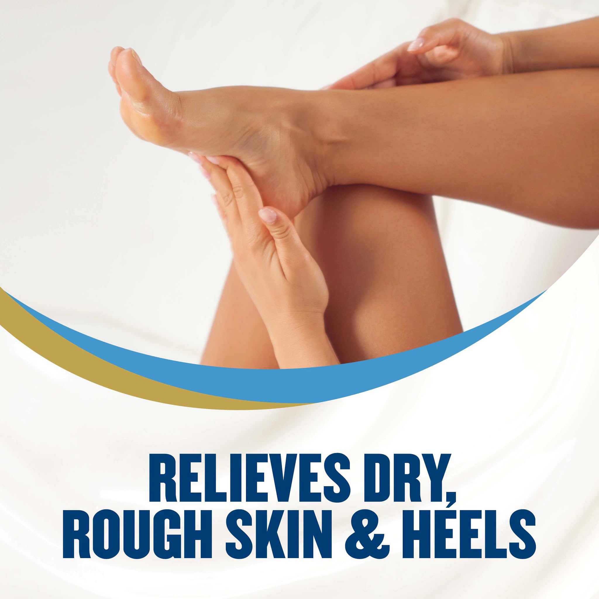 In-hand application of Gold Bond foot cream for smoothing results.