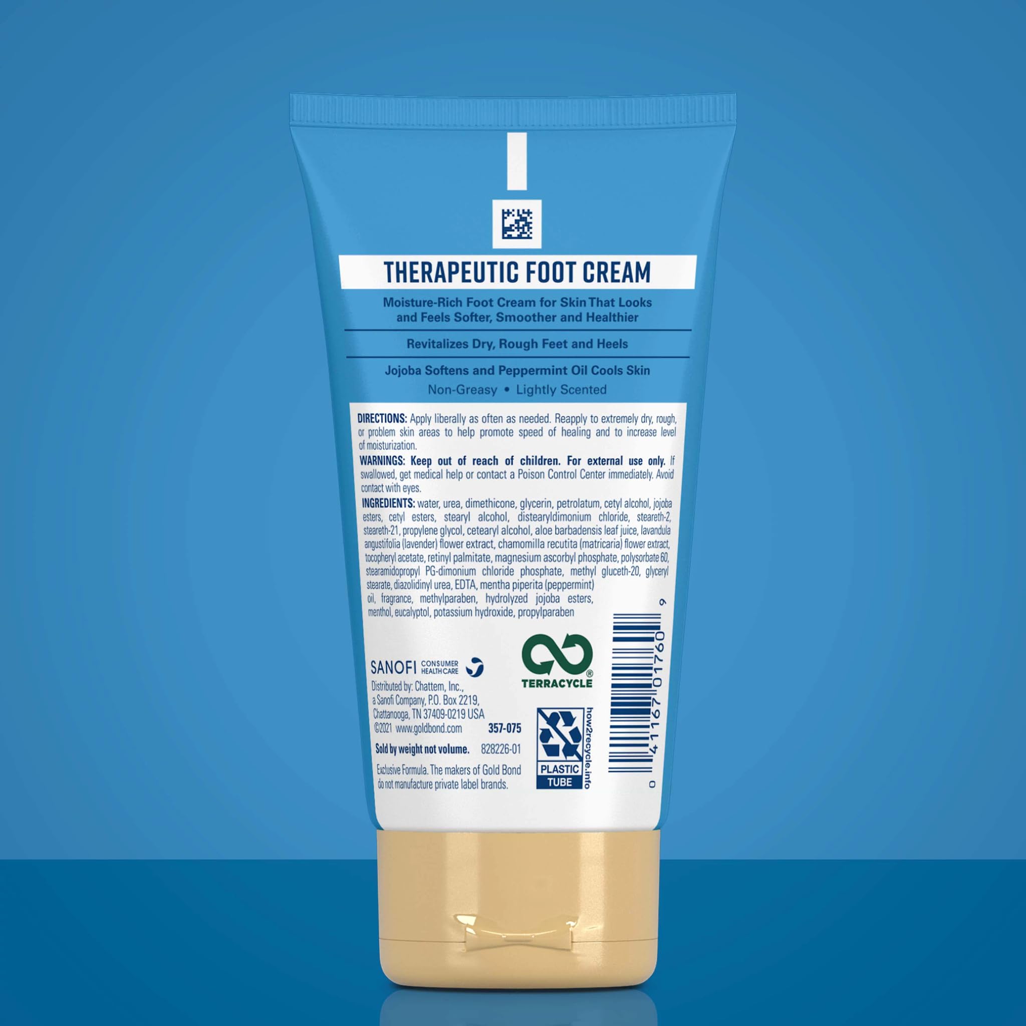 Close-up of rough feet before using Gold Bond foot cream.
