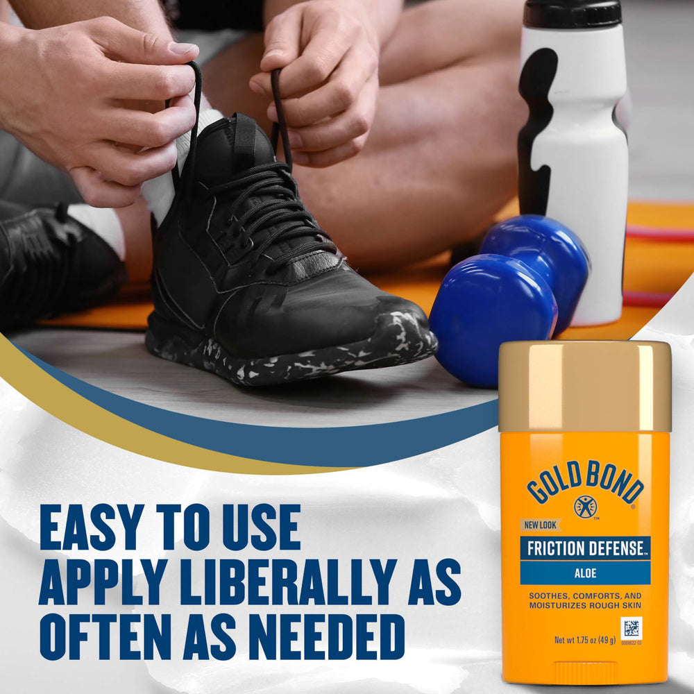 Gold Bond Friction Defense Stick in gym bag for on-the-go relief.