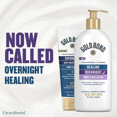 Gold Bond Healing Overnight Lotion application on arms delivering deep overnight moisture